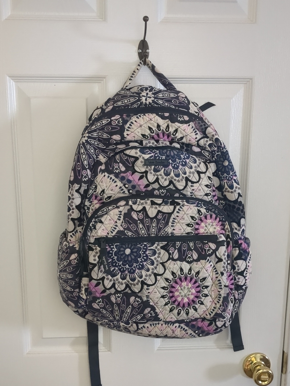 Vera Bradley Navy, Pink & Cream Quilted Floral Medallion Backpack
